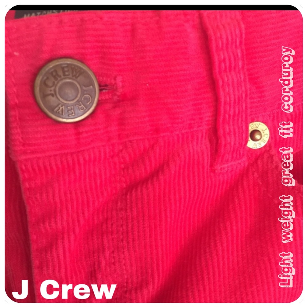 J.Crew Matchstick Coral Red Corduroy Jeans 24R